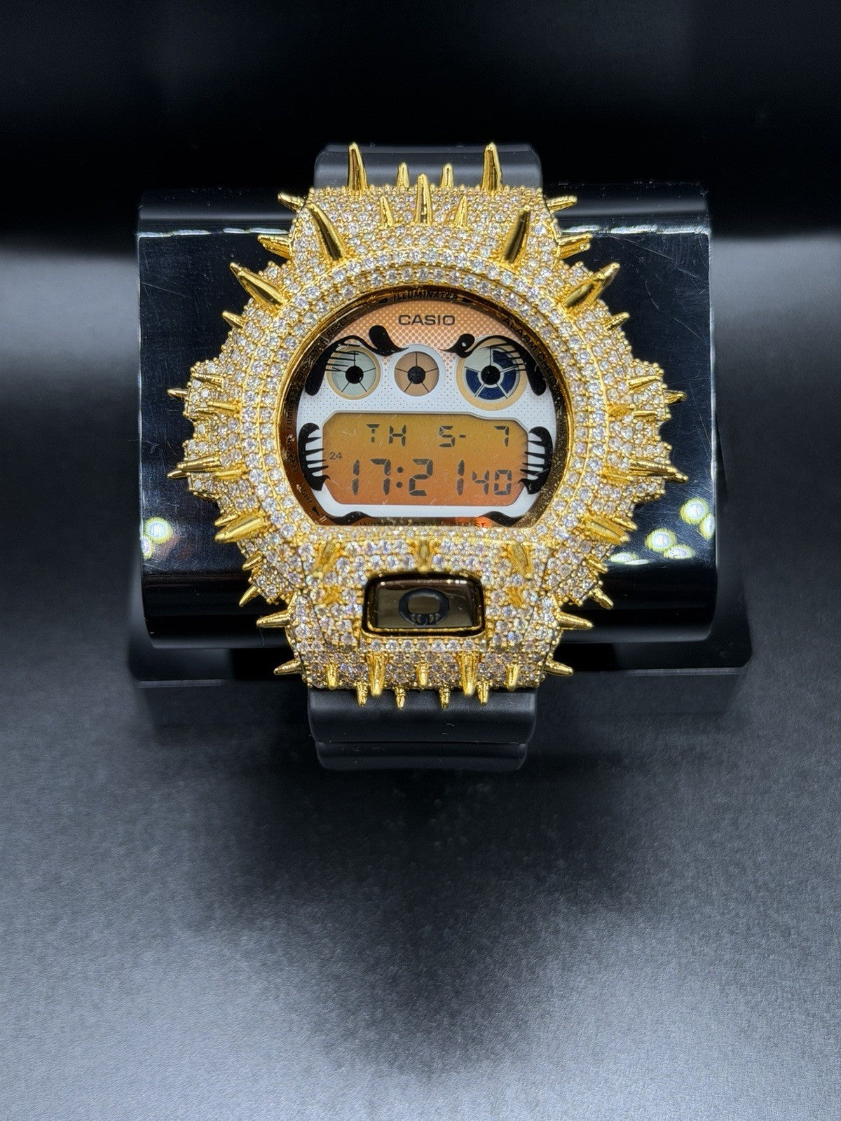 Moissanite Flaw-Less G-Shock DW-6900 Iced Out Bezel Digital Watch Gold