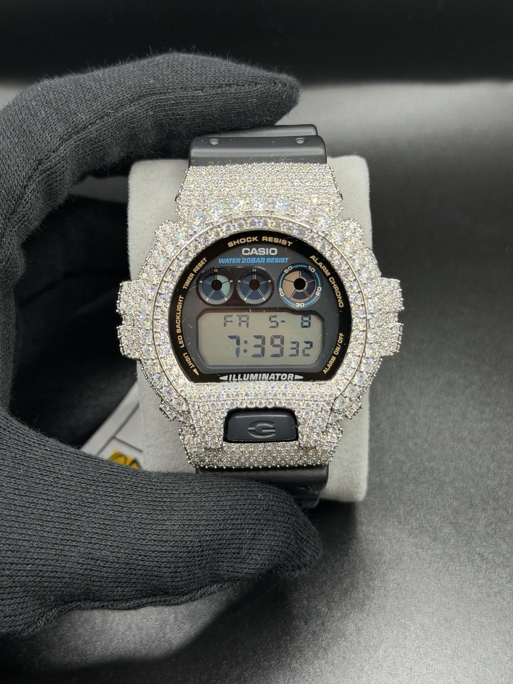 Moissanite Flaw-Less  D Color  G-Shock DW-6900 Iced Out Bezel Limited New Custom