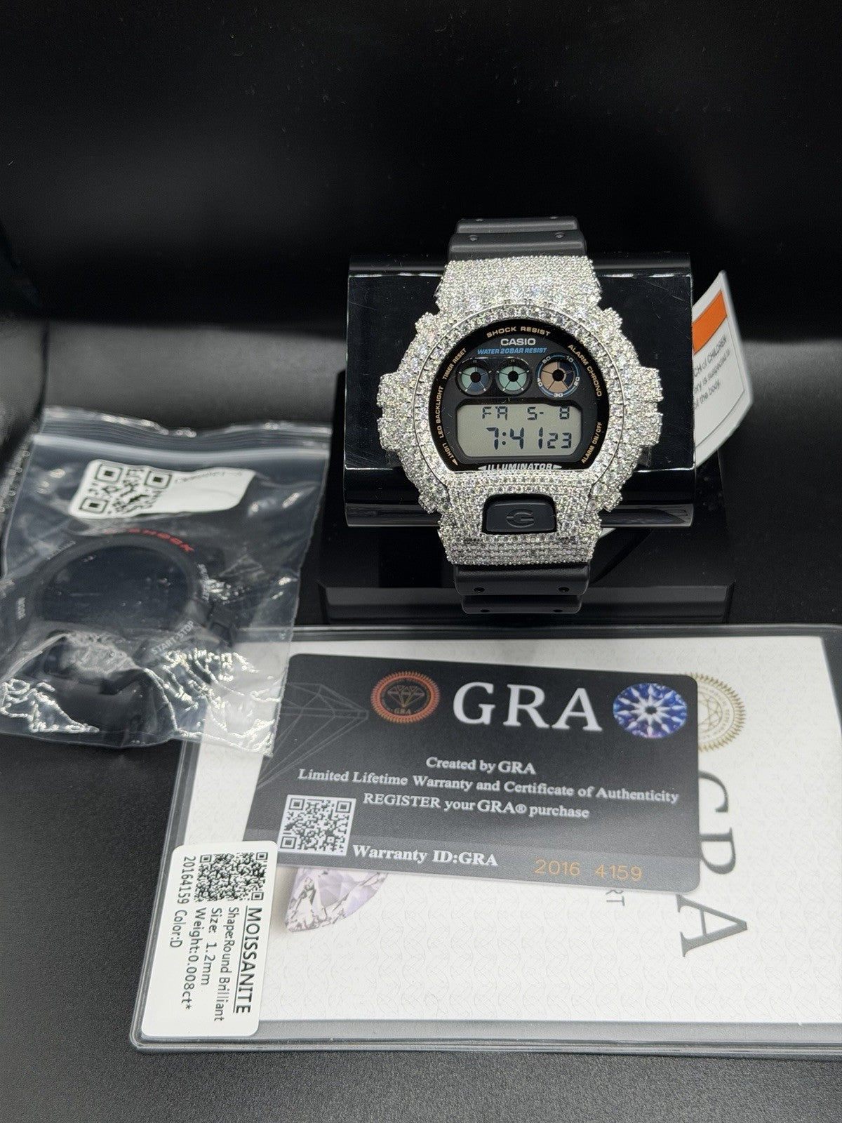 Moissanite Flaw-Less  D Color  G-Shock DW-6900 Iced Out Bezel Limited New Custom