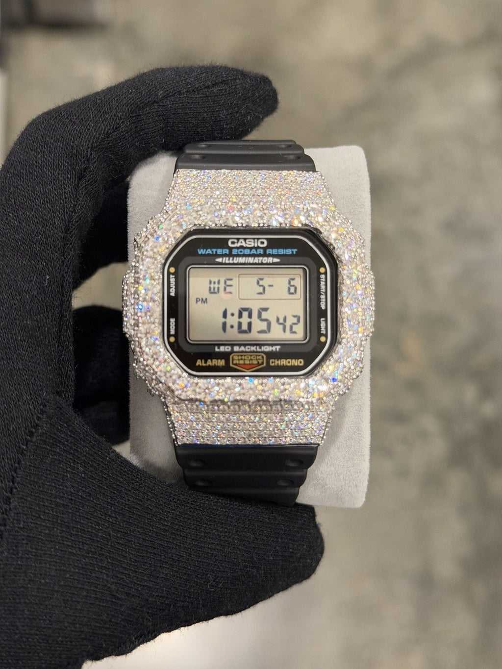 Custom VVS Moissanite Bezel G-Shock DW-5600 Watch