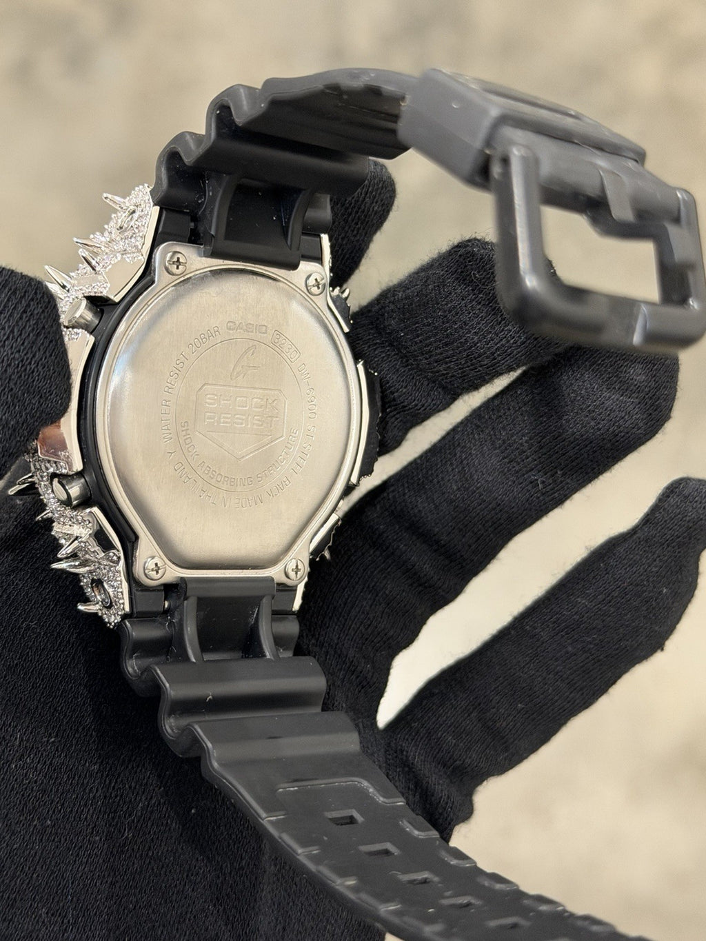 Moissanite FlawLess  D Color  G-Shock DW-6900 Iced Out Bezel Digital Watch Thorn