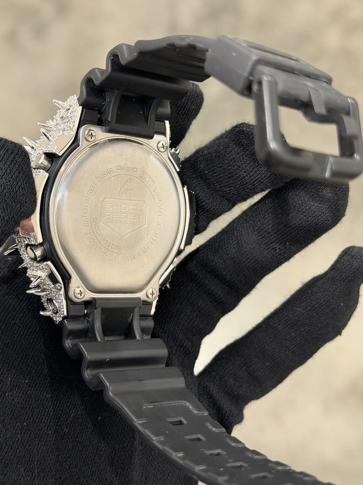 Moissanite FlawLess  D Color  G-Shock DW-6900 Iced Out Bezel Digital Watch Thorn
