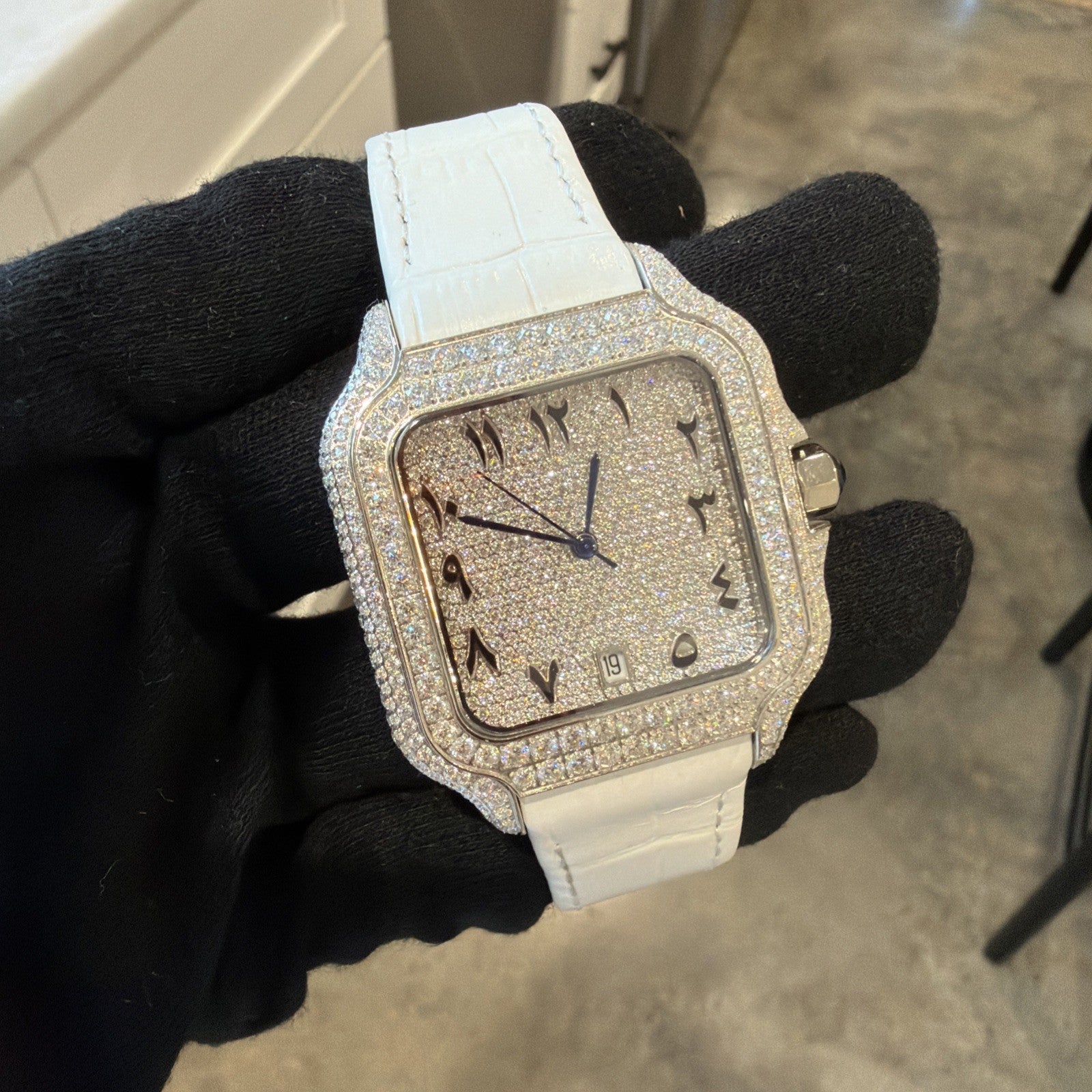 Luxury Square Wristwatch Mossanite Diamond