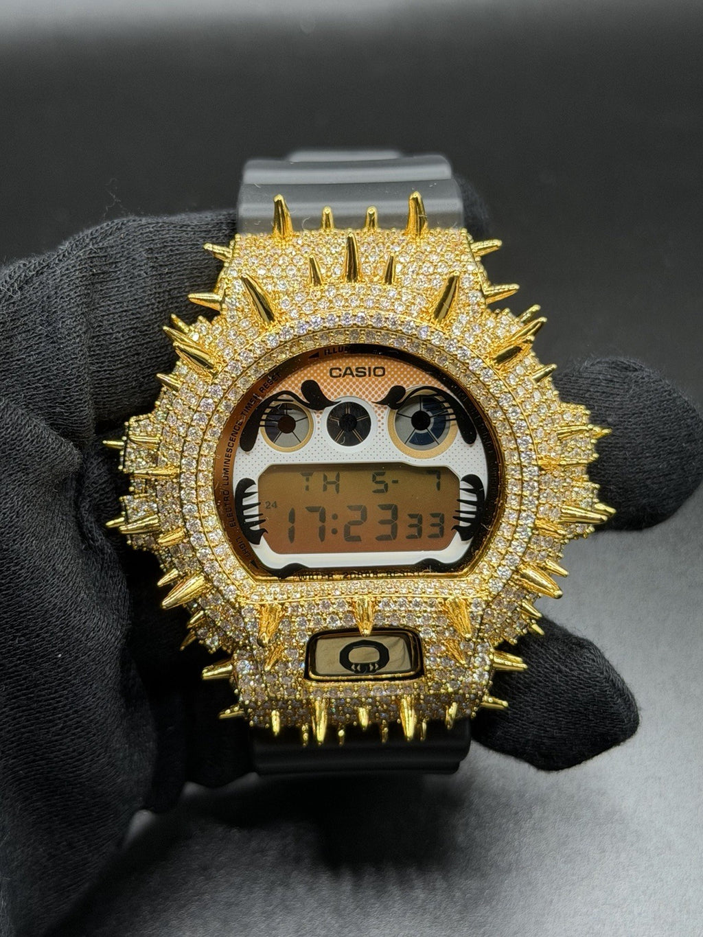 Moissanite Flaw-Less G-Shock DW-6900 Iced Out Bezel Digital Watch Gold