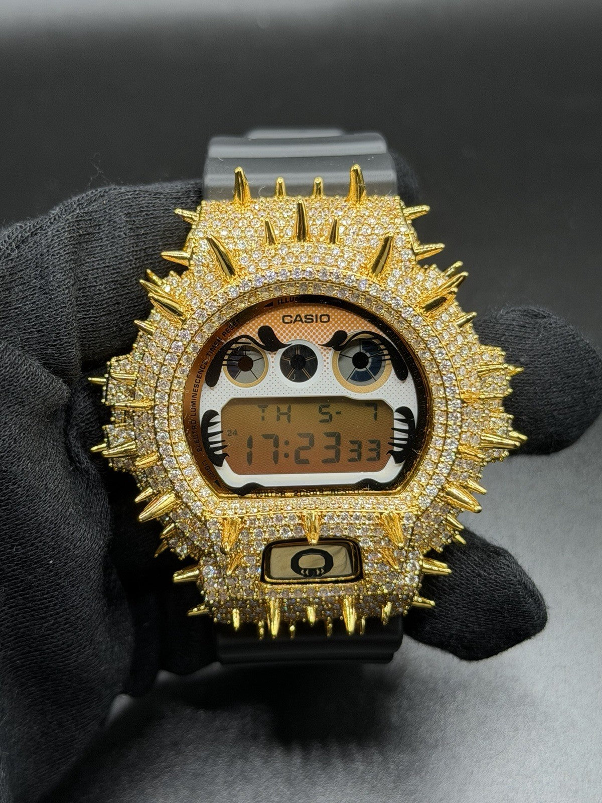 Moissanite Flaw-Less G-Shock DW-6900 Iced Out Bezel Digital Watch Gold
