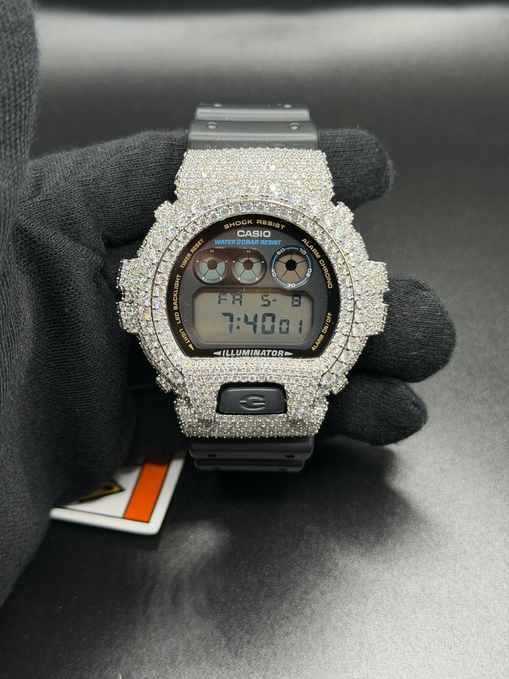 Moissanite Flaw-Less  D Color  G-Shock DW-6900 Iced Out Bezel Limited New Custom