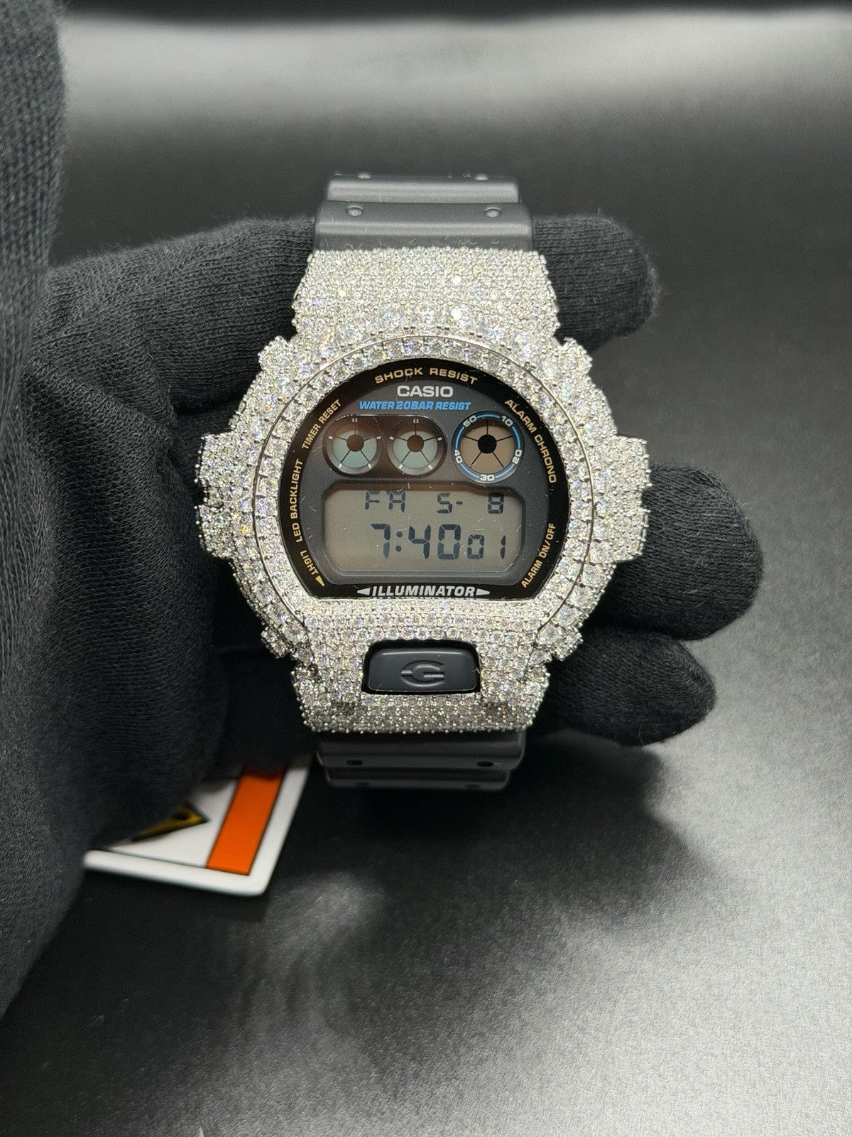Moissanite Flaw-Less  D Color  G-Shock DW-6900 Iced Out Bezel Limited New Custom