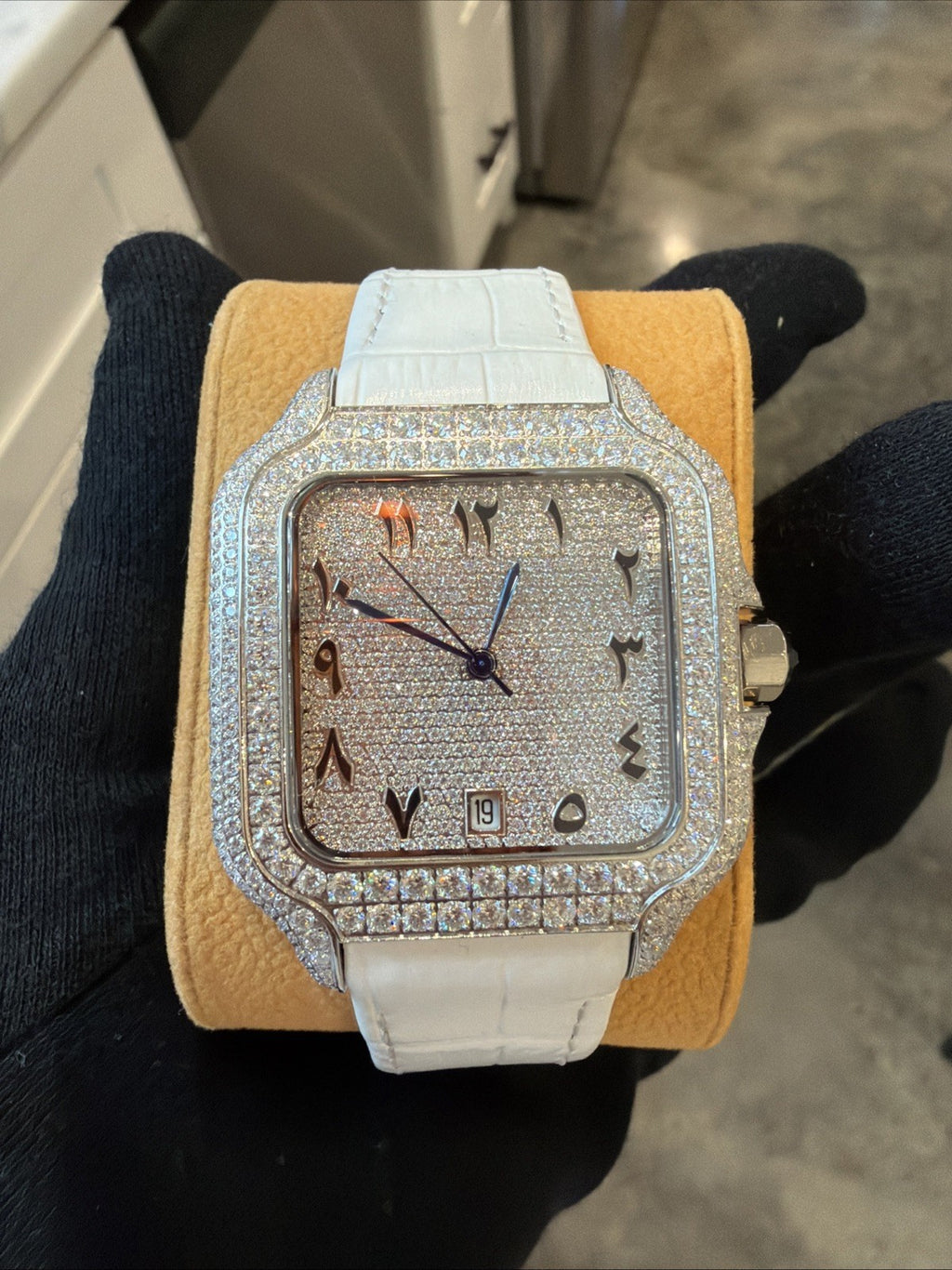 Luxury Square Wristwatch Mossanite Diamond