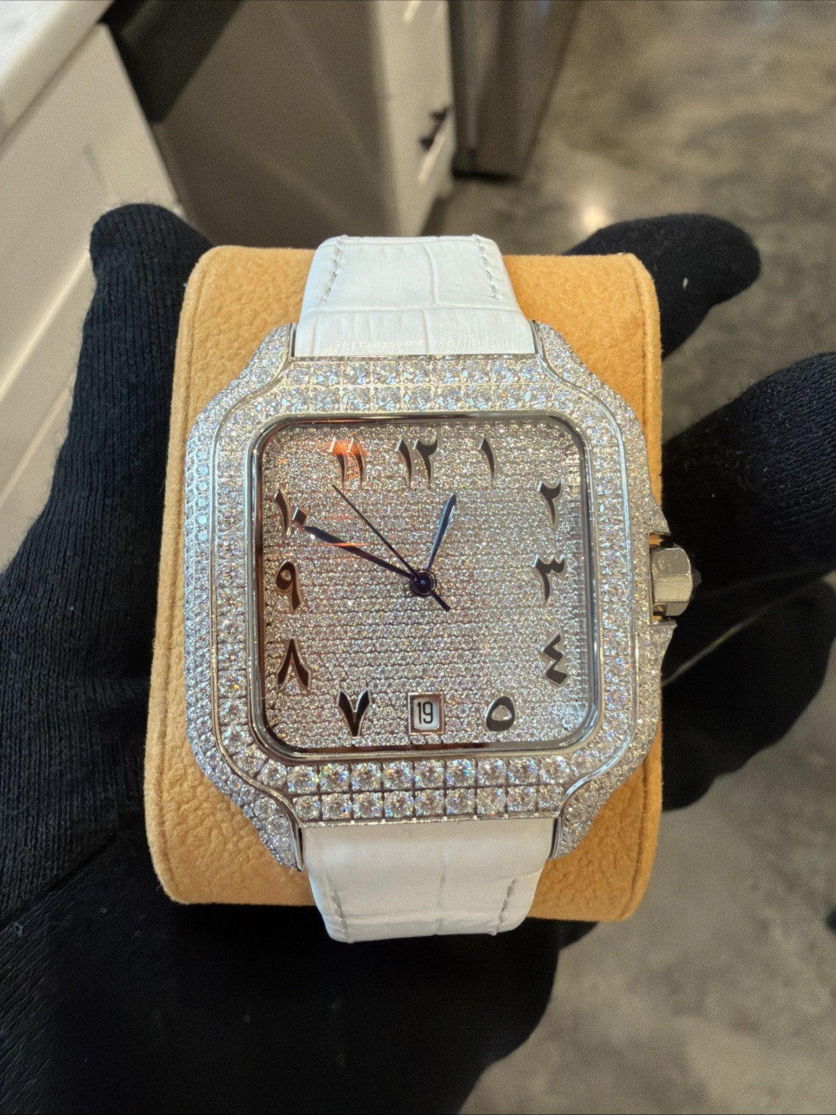 Luxury Square Wristwatch Mossanite Diamond