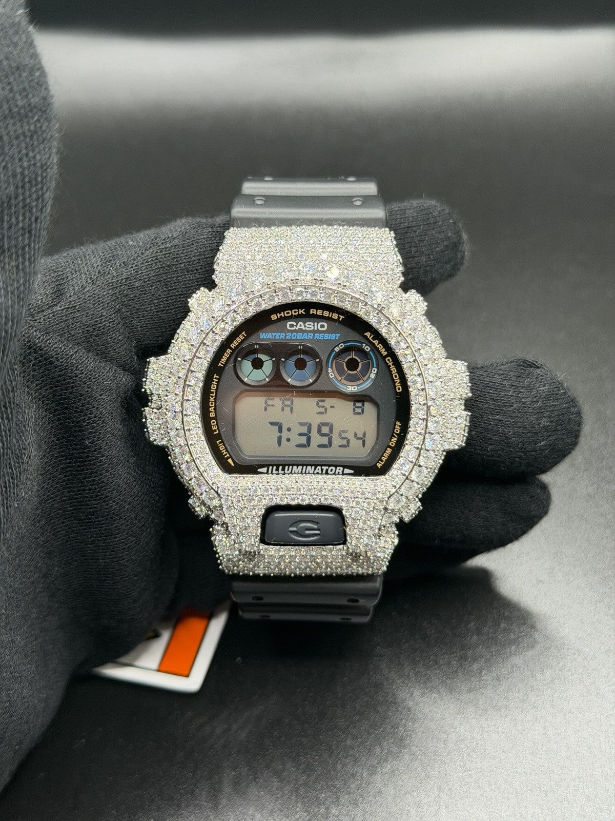 Moissanite Flaw-Less  D Color  G-Shock DW-6900 Iced Out Bezel Limited New Custom