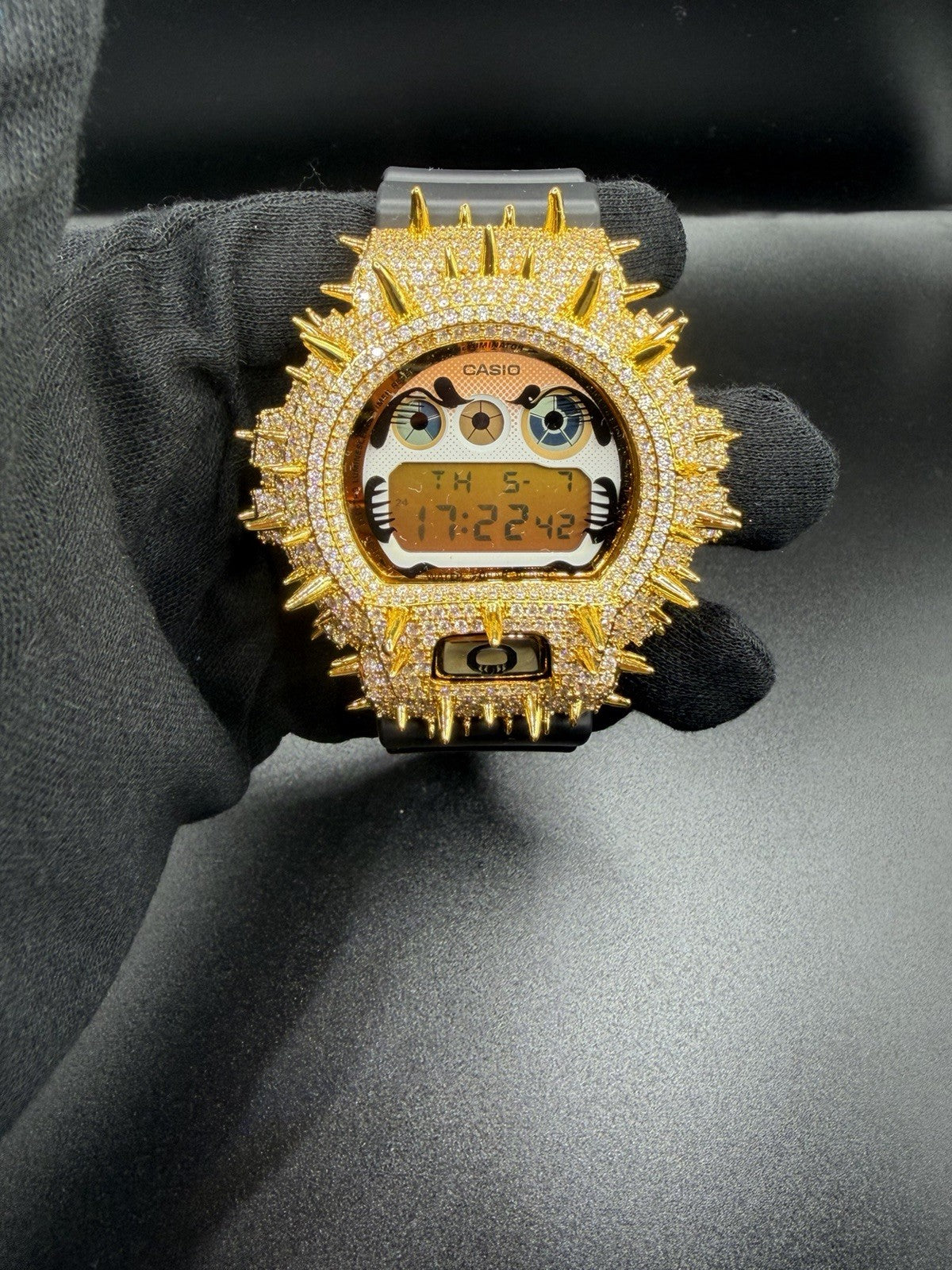 Moissanite Flaw-Less G-Shock DW-6900 Iced Out Bezel Digital Watch Gold