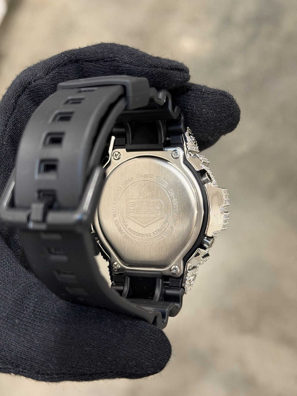 Moissanite Flaw-Less  D Color  G-Shock DW-6900 Iced Out Bezel Digital Watch