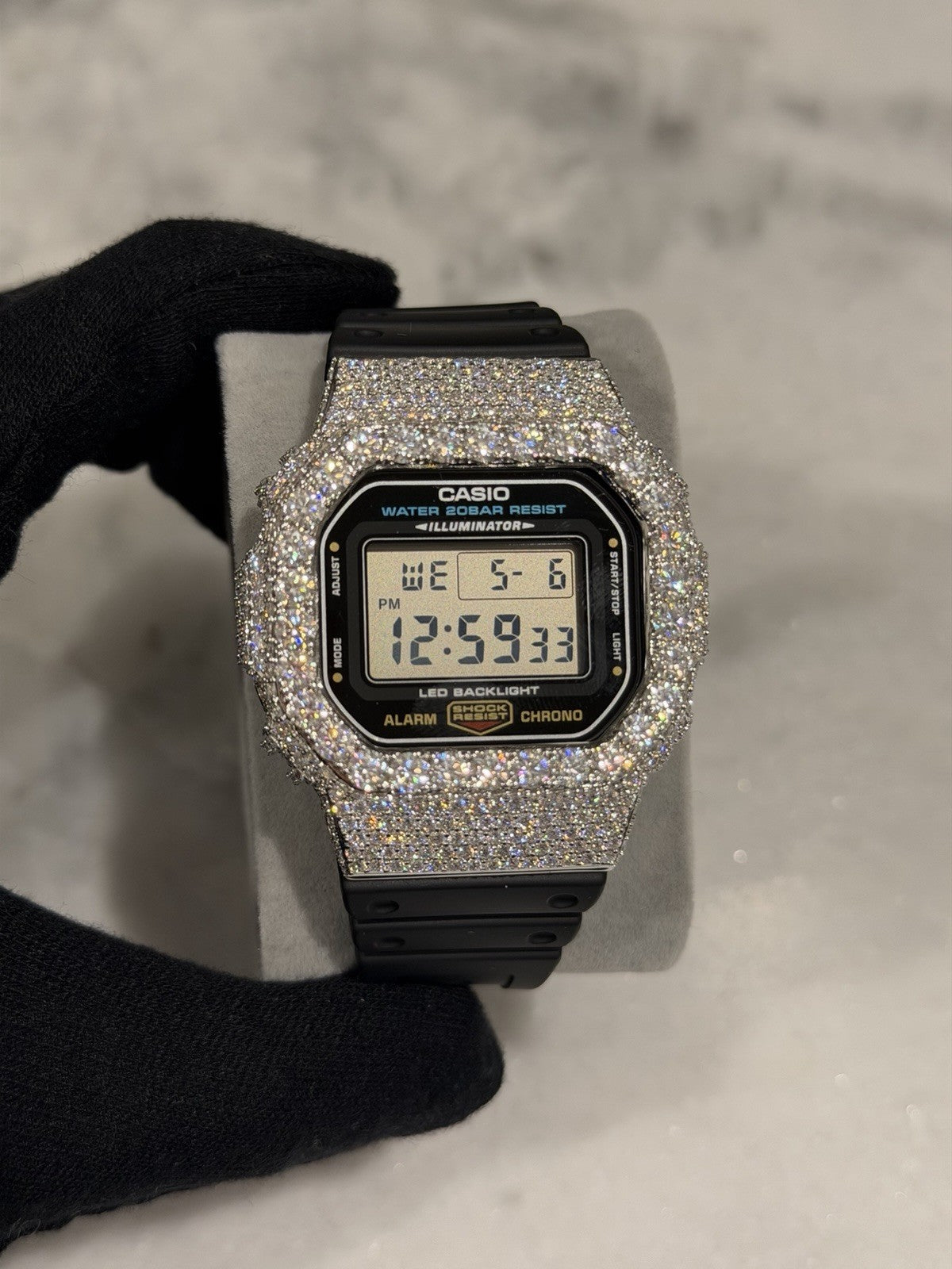 Custom VVS Moissanite Bezel G-Shock DW-5600 Watch