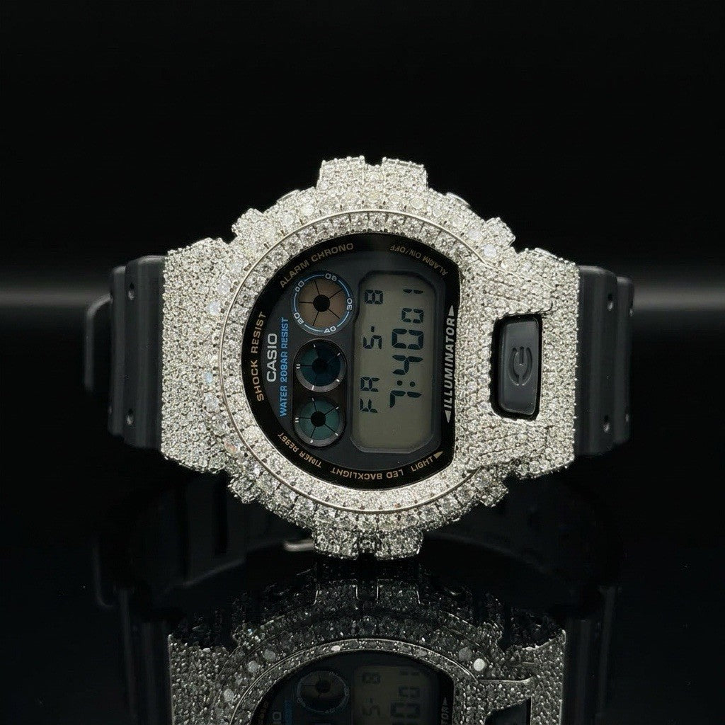 Moissanite Flaw-Less  D Color  G-Shock DW-6900 Iced Out Bezel Limited New Custom