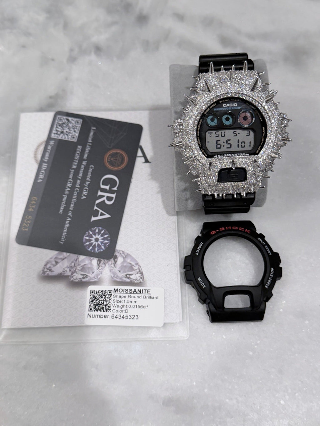 Moissanite Flawless  G-Shock DW-6900 Iced Out Bezel Digital Watch Thorn Custom
