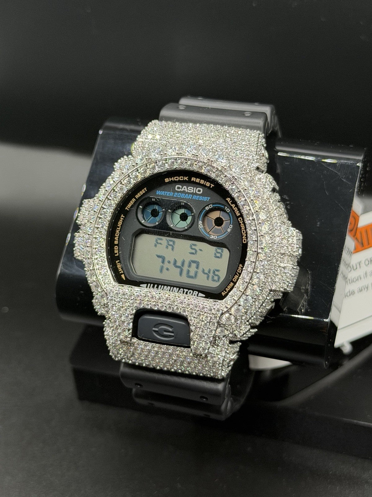 Moissanite Flaw-Less  D Color  G-Shock DW-6900 Iced Out Bezel Limited New Custom