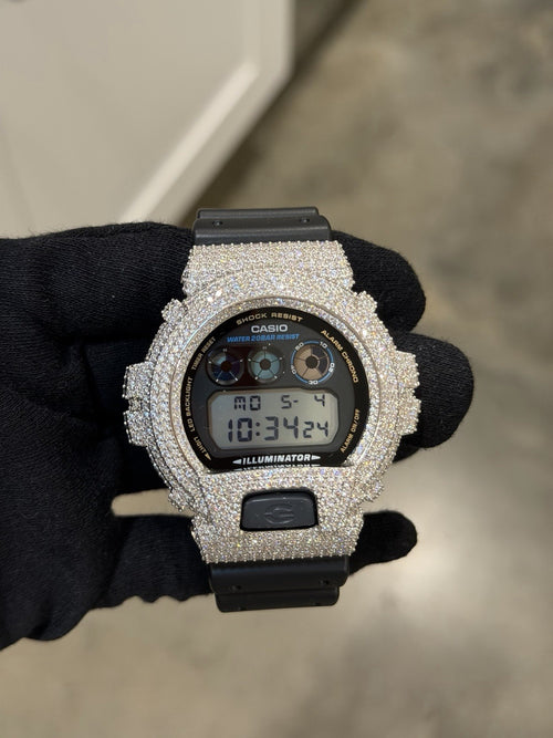 Moissanite Flaw-Less  D Color  G-Shock DW-6900 Iced Out Bezel Digital Watch