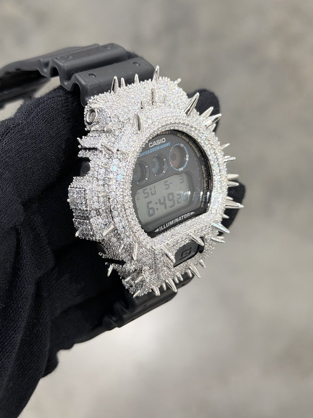 Moissanite Flawless  G-Shock DW-6900 Iced Out Bezel Digital Watch Thorn Custom