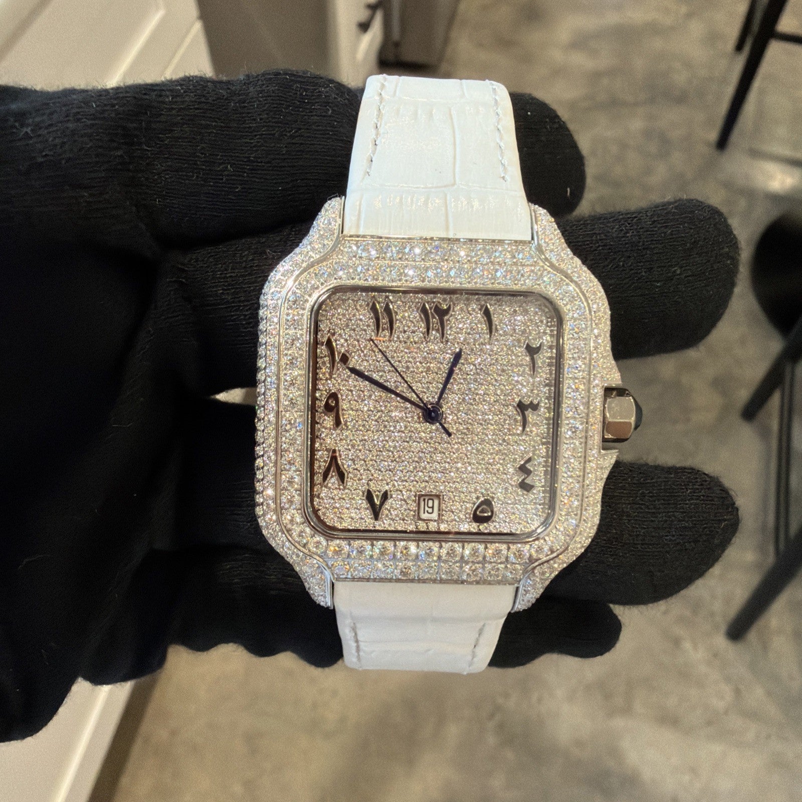 Luxury Square Wristwatch Mossanite Diamond