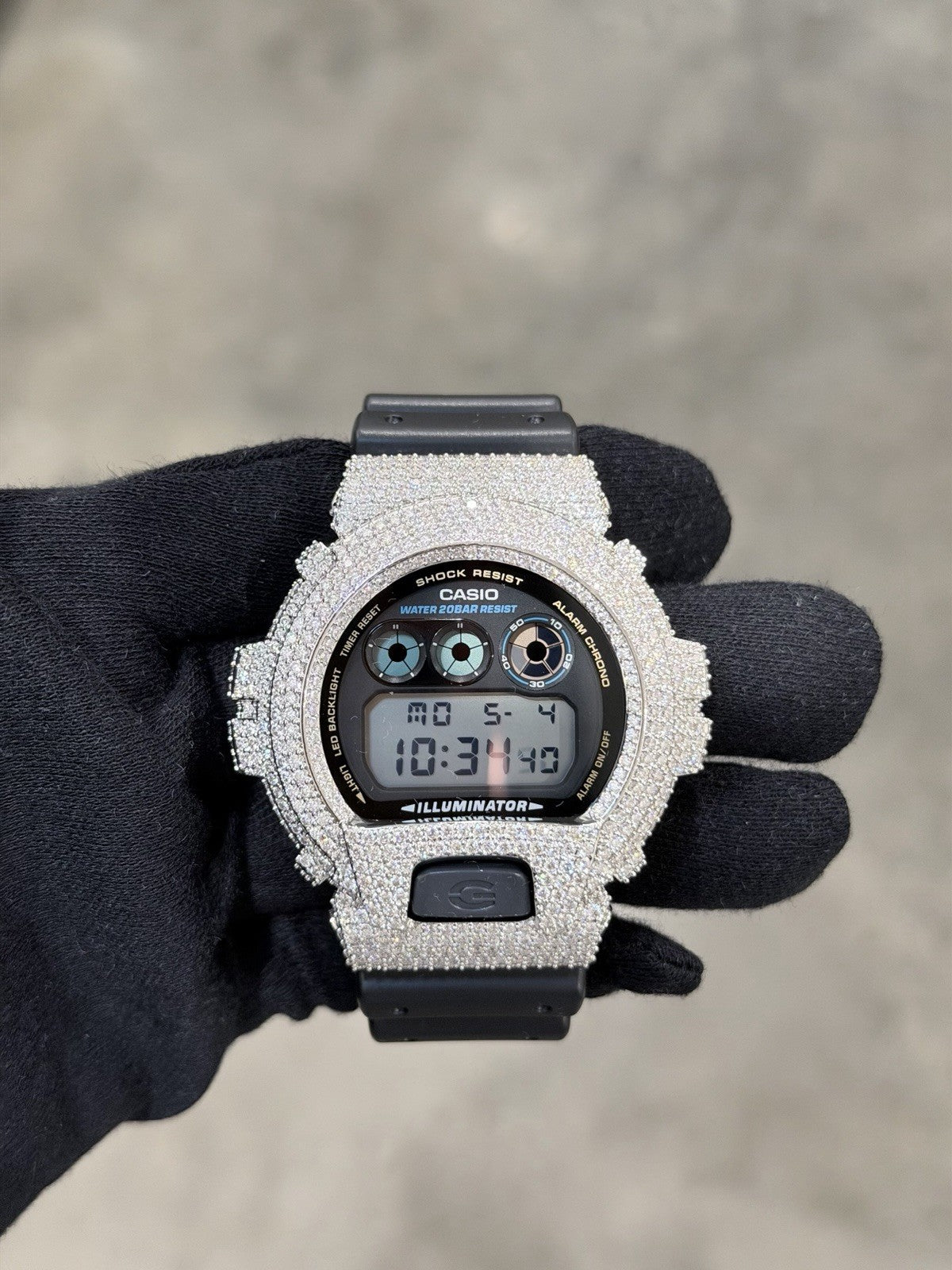 Moissanite Flaw-Less  D Color  G-Shock DW-6900 Iced Out Bezel Digital Watch