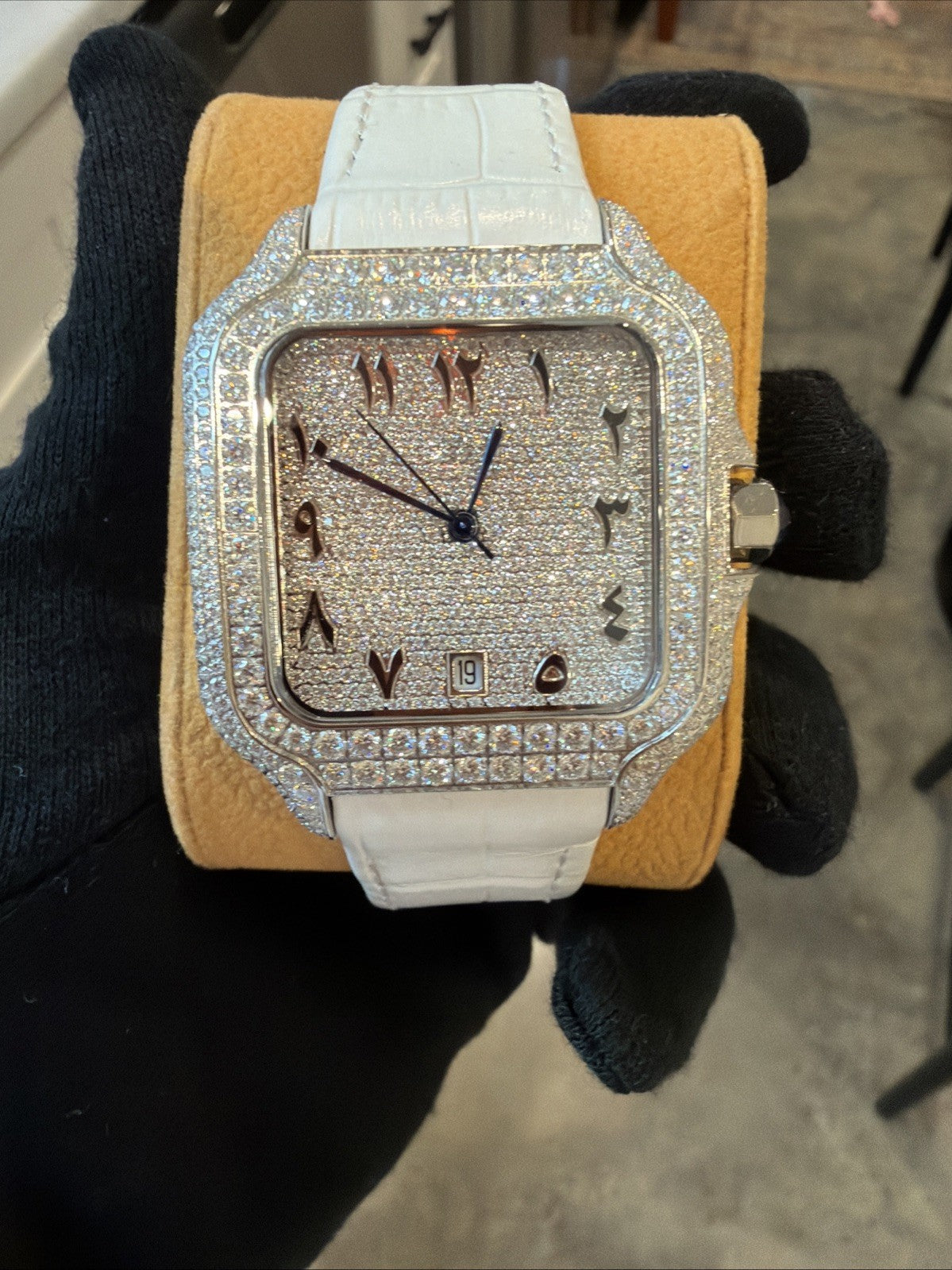 Luxury Square Wristwatch Mossanite Diamond