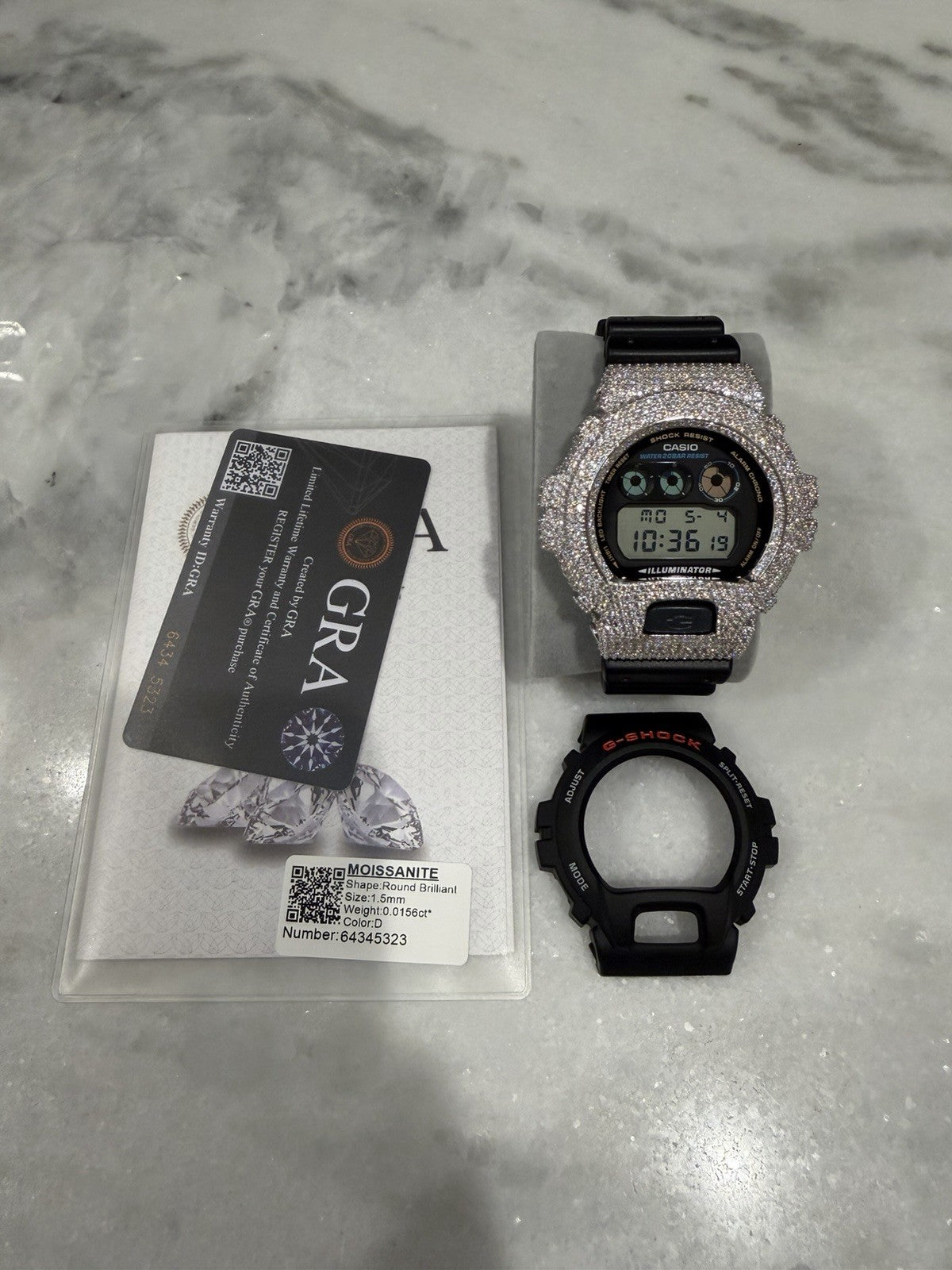 Moissanite Flaw-Less  D Color  G-Shock DW-6900 Iced Out Bezel Digital Watch