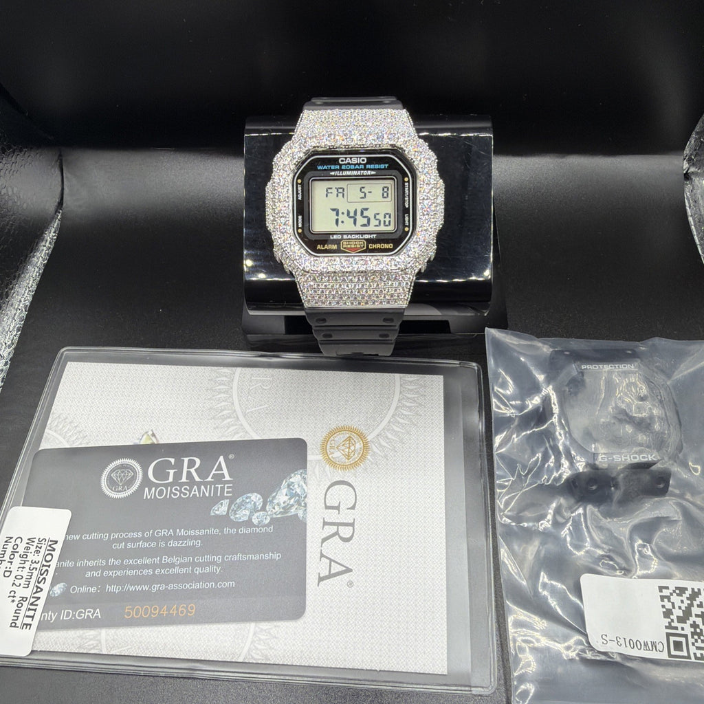 Custom VVS Moissanite Bezel G-Shock DW-5600 Watch