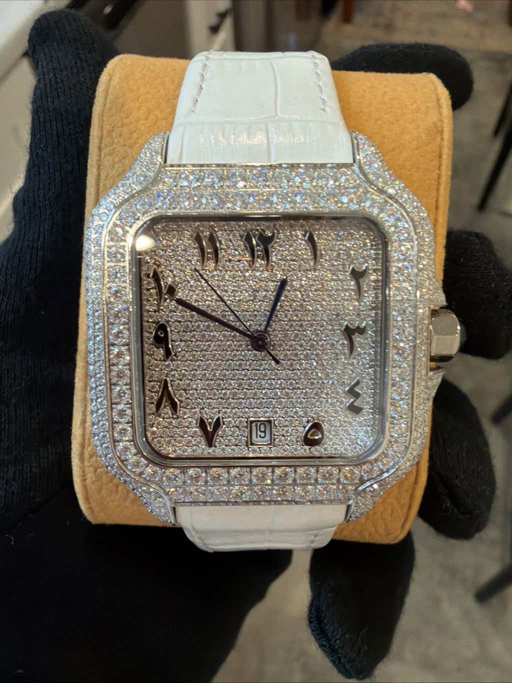 Luxury Square Wristwatch Mossanite Diamond