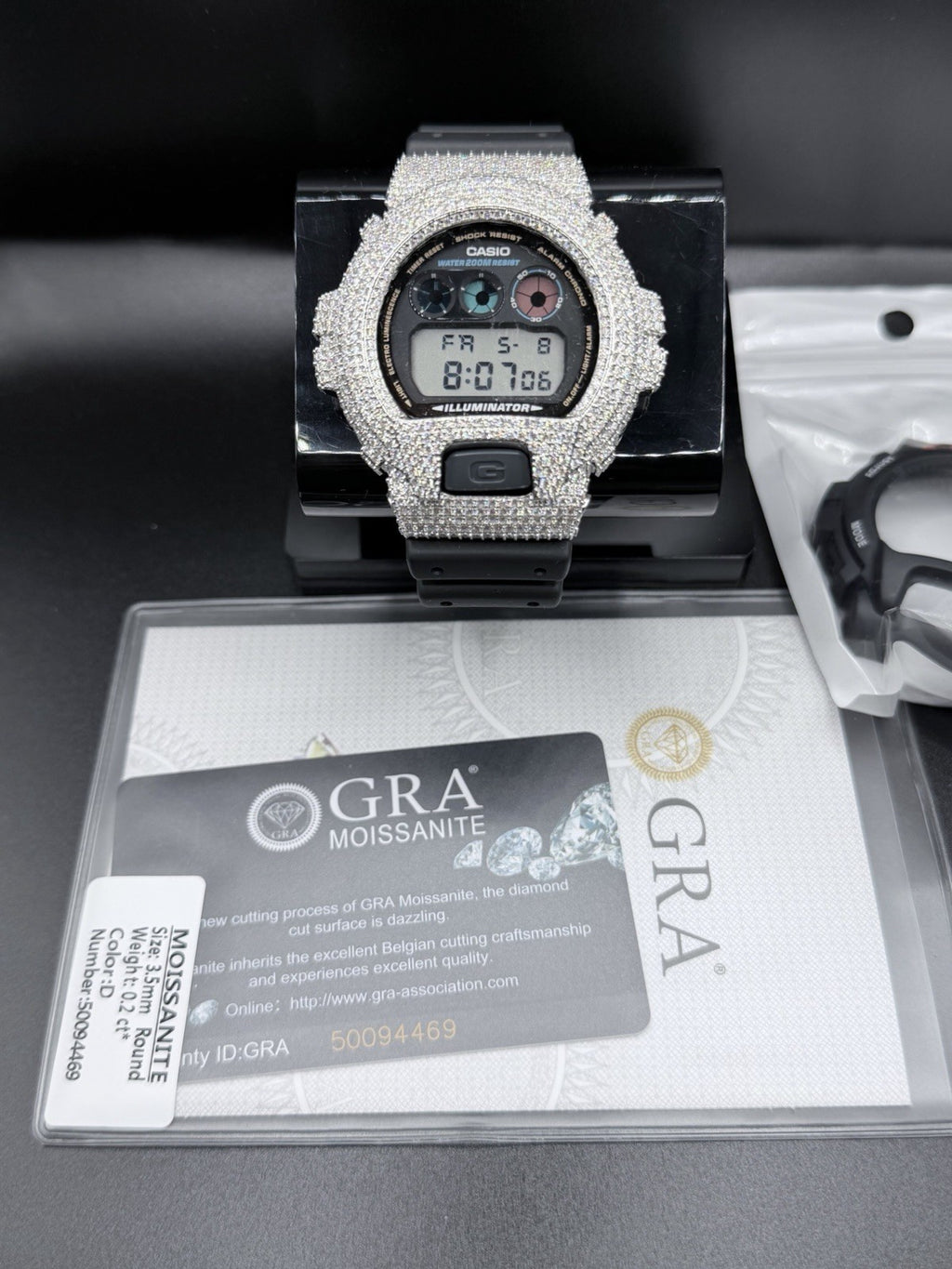 Moissanite Flaw-Less  D Color  G-Shock DW-6900 Iced Out Bezel Digital Watch