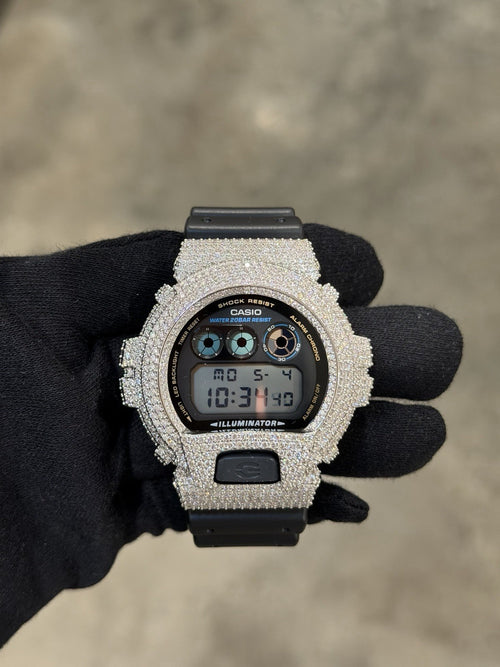 Moissanite Flaw-Less  D Color  G-Shock DW-6900 Iced Out Bezel Digital Watch