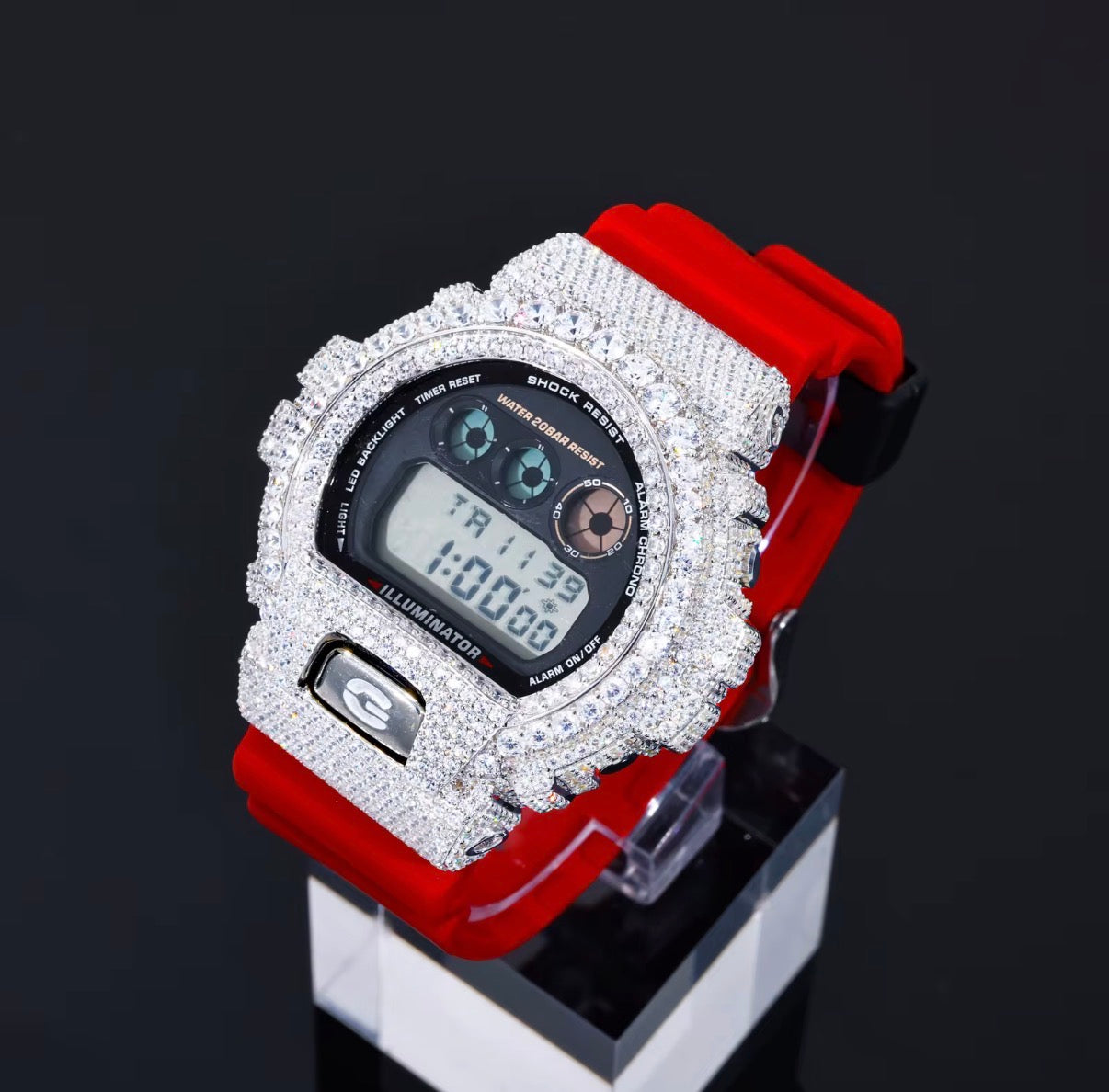 Bisel de reloj de moissanita VVS1 D totalmente cubierto de hielo para DW6900